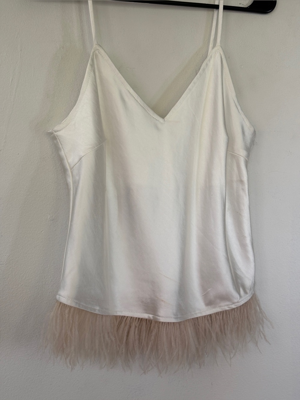 Audrey 3+1 Feather Trim Satin Cami Top